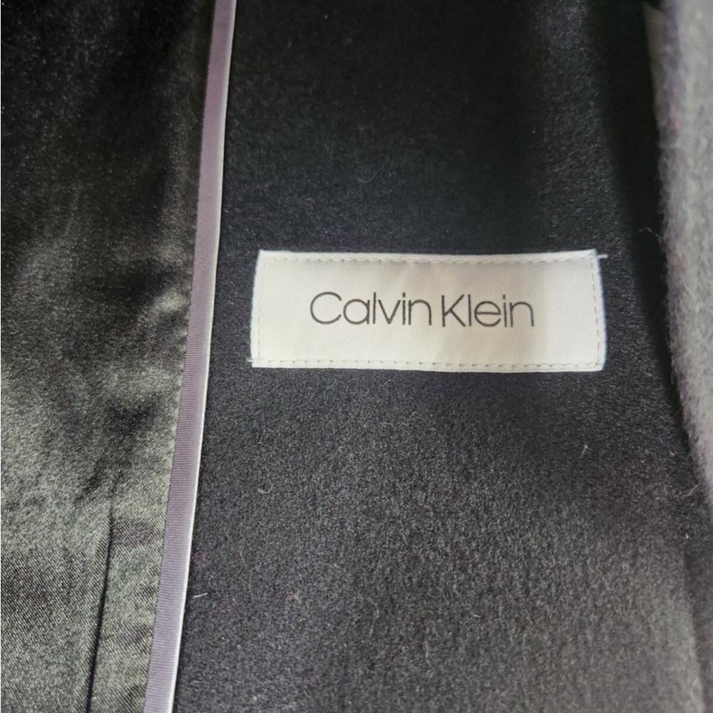 Calvin Klein Elegant Black Trench Coat Wool Blend - Picture 4 of 5